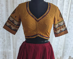 Load image into Gallery viewer, Golden Bloom Kalamkari with Kutch Embroidered Blouse
