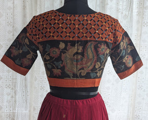 Burnt Orange Appliqué Kutch Embroidered Blouse