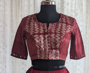 Merlot Red Shibori with Kutch Mirror work