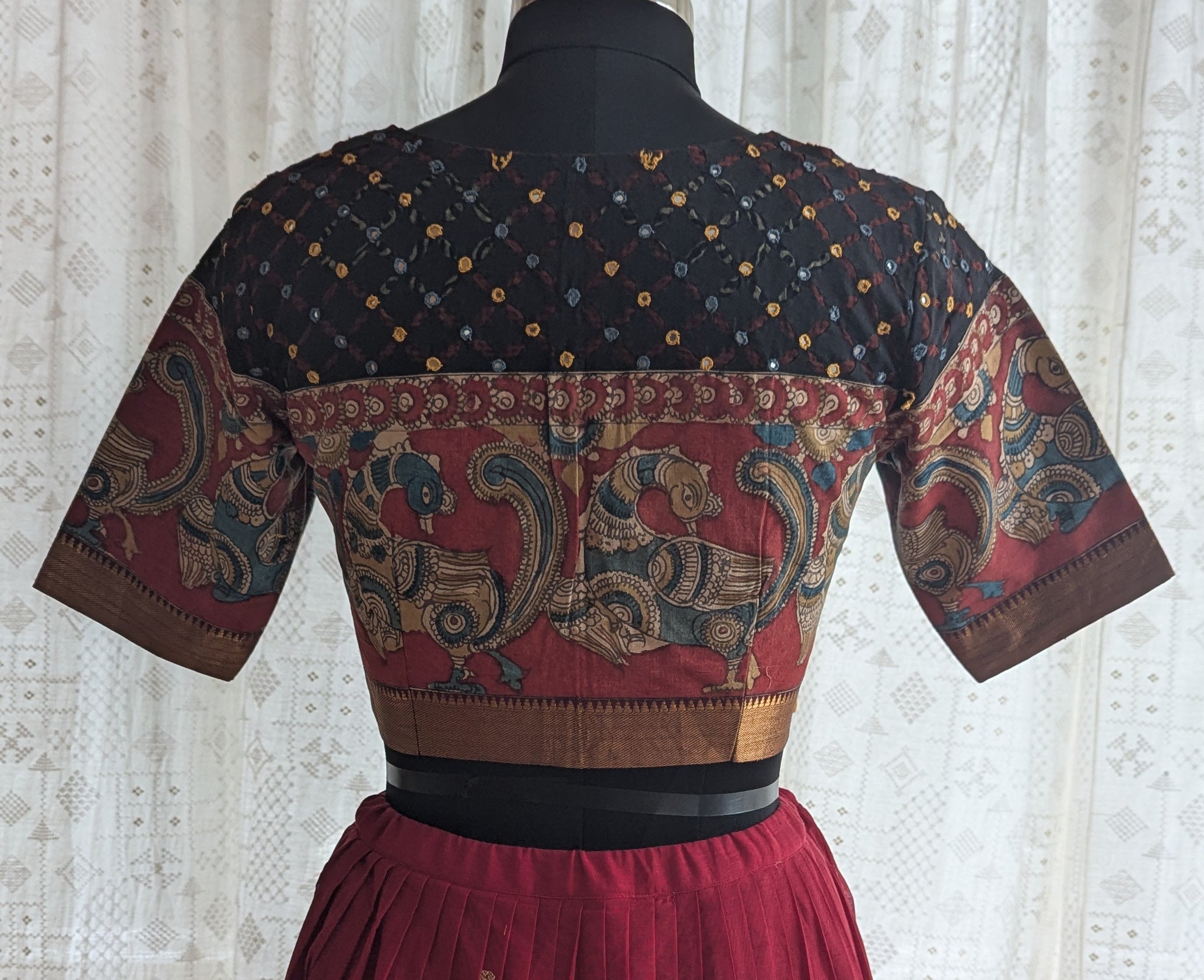 Heritage Black Appliqué Kutch Embroidered Blouse
