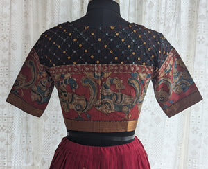 Heritage Black Appliqué Kutch Embroidered Blouse