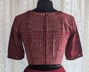 Merlot Red Shibori with Kutch Mirror work