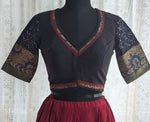 Load image into Gallery viewer, Charcoal Black Appliqué Kutch Embroidered Blouse
