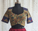 Load image into Gallery viewer, Charukusuma Kalamkari with Kutch Embroidered Blouse
