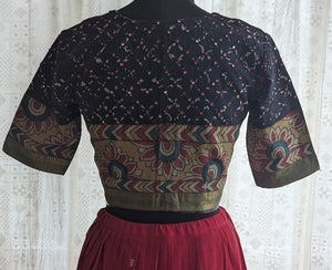 Charcoal Black Appliqué Kutch Embroidered Blouse