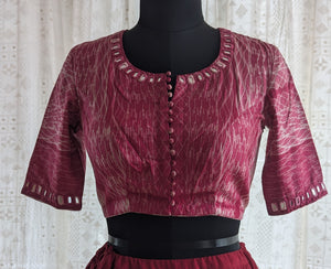Berry Red Shibori with Kutch Mirror work