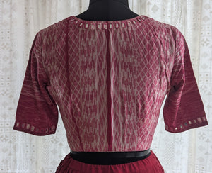Berry Red Shibori with Kutch Mirror work