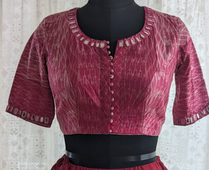 Plum Red Shibori with Kutch Mirror work