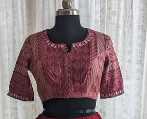 Deep Maroon Shibori with Kutch Mirror work