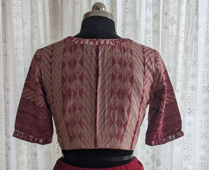 Deep Maroon Shibori with Kutch Mirror work