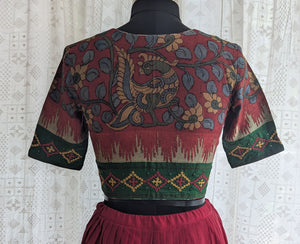 Arunamayura Kalamkari with Kutch Embroidered Blouse