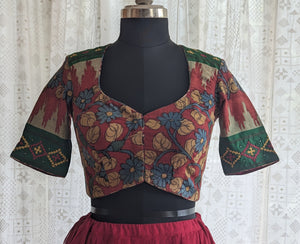 Vasantika Kalamkari with Kutch Embroidered Blouse
