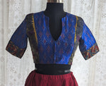 Load image into Gallery viewer, Royal Blue Ikat with Kantha Embroidery Blouse
