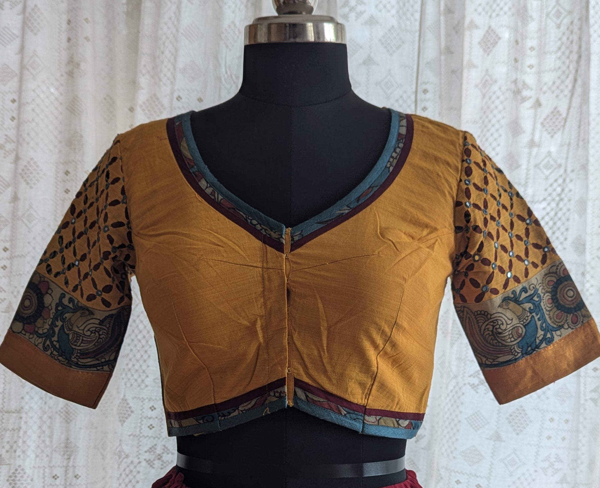 Mustard Yellow Applique Kutch Embroidery