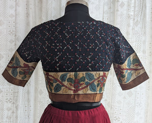 Black Appliqué Kutch Embroidered Blouse