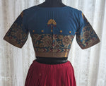 Load image into Gallery viewer, Sapphire Garden Kalamkari with Kutch Embroidered Blouse

