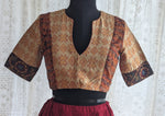 Load image into Gallery viewer, Beige  Ikat with Kantha Embroidery Blouse
