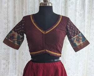 Deep Maroon Appliqué Kutch Embroidered Blouse