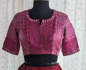 Berry Pink Shibori with Kutch Mirror work