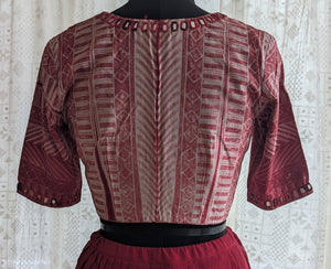 Burgundy Shibori with Kutch Mirror work