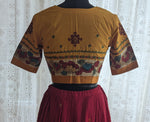 Load image into Gallery viewer, Amber Blossom Kalamkari with Kutch Embroidered Blouse
