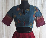 Load image into Gallery viewer, Indigo Maroon Ikat Blouse
