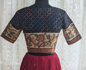 Charcoal Black Appliqué Kutch Embroidered Blouse
