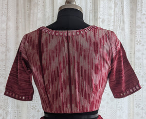 Deep Maroon Shibori with Kutch Mirror work