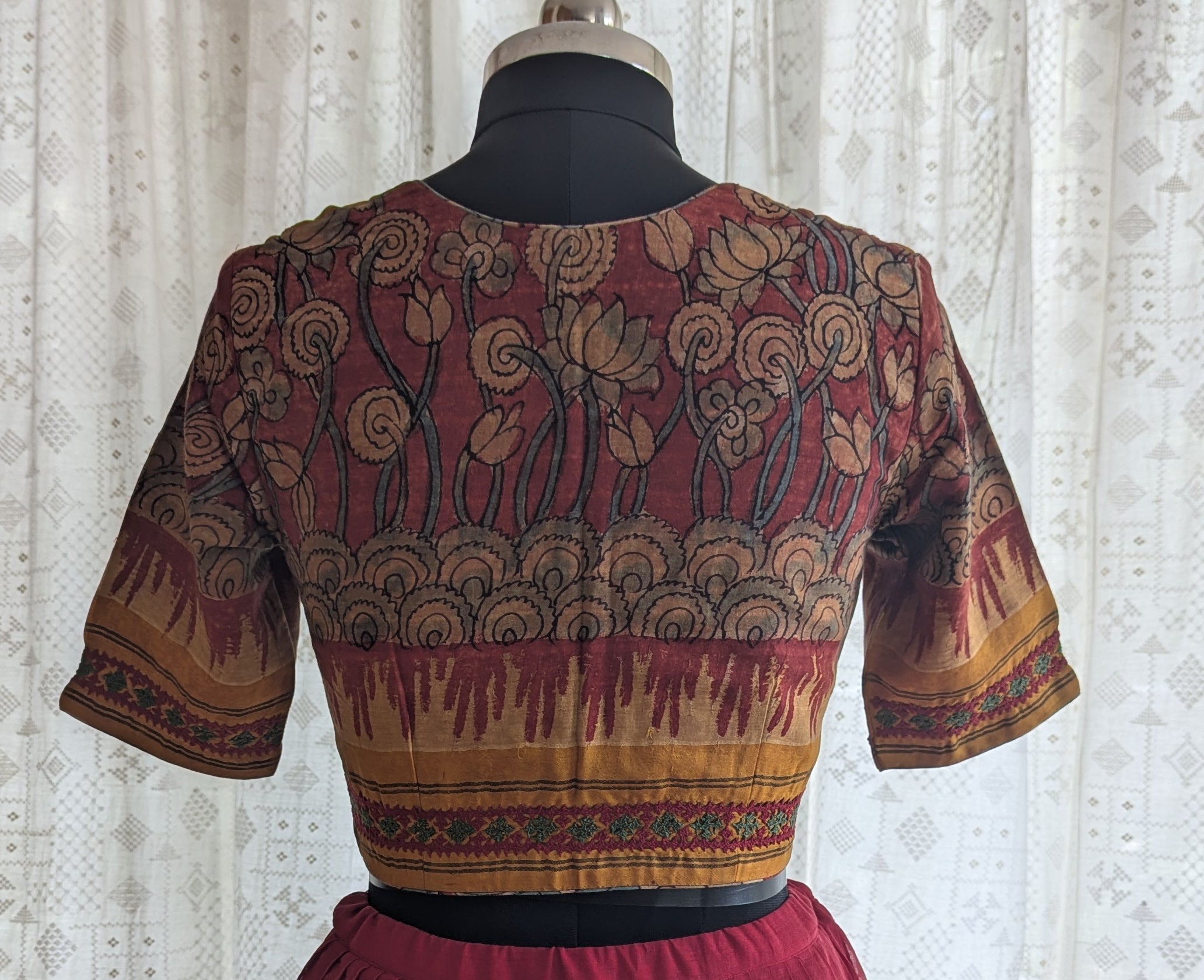 Vallika Kalamkari with Kutch Embroidered Blouse
