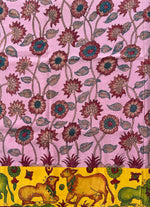 Load image into Gallery viewer, Kamdhenu Pink And Yellow Kalamkari Kanchi Saree
